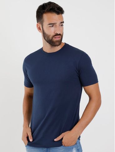 Camiseta Básica Manga Curta Masculina Azul Marinho