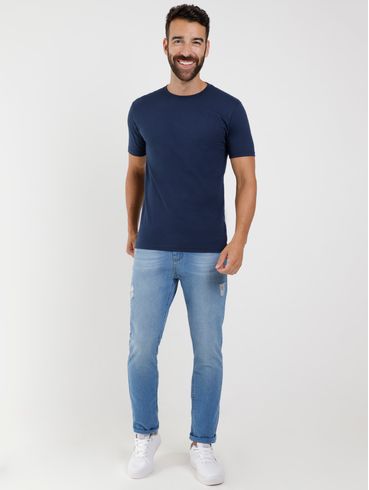 Camiseta Básica Manga Curta Masculina Azul Marinho