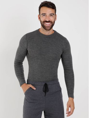 Blusão de Tricot Básico Masculino Chumbo