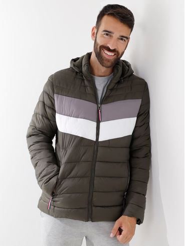 Jaqueta Puffer com Capuz Masculina Verde