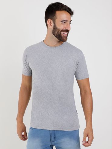 Camiseta Básica Manga Curta Masculina Cinza