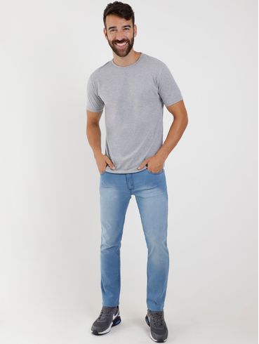 Camiseta Básica Manga Curta Masculina Cinza