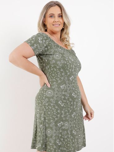 Vestido Ciganinha Curto Plus Size Feminino Verde