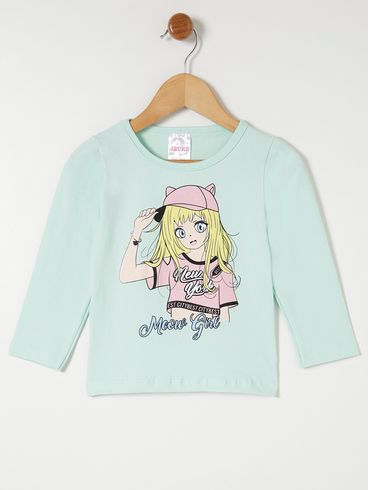 Blusa Manga Longa Infantil Para Menina - Verde