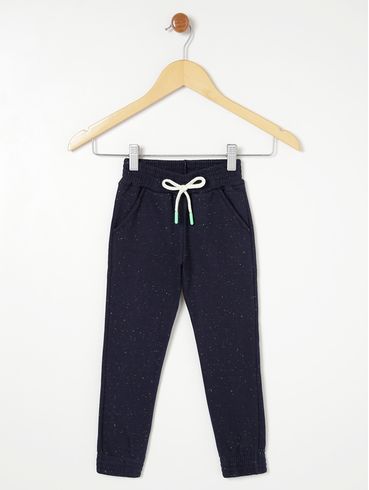 Calça Jogger Moletom Infantil Para Menino - Azul Marinho