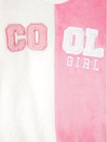 Blusão com Pelinhos Infantil Para Menina - Off White/rosa