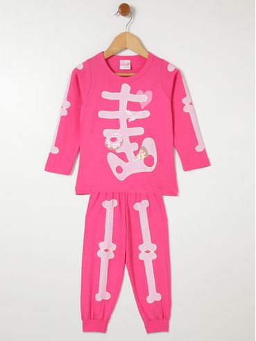 Pijama Longo Infantil Para Menina - Rosa
