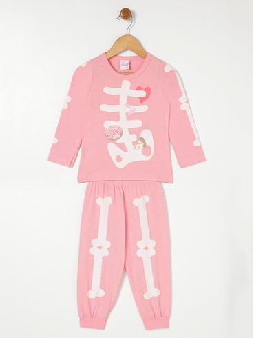 Pijama Longo Infantil Para Menina - Rose
