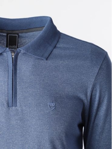 Polo Manga Longa Masculina Azul