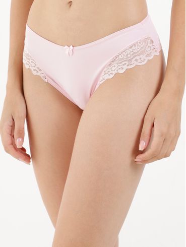 Calcinha Alta com Renda Feminina Rosa