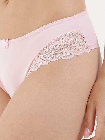 Calcinha Alta com Renda Feminina Rosa