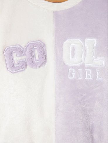 Blusão com Pelinhos Infantil Para Menina - Off White/lilás