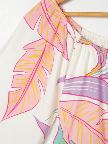 Blusa Cropped Ciganinha Rovitex Feminina Off white