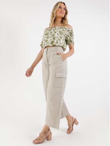 Blusa Cropped Ciganinha Feminina Verde