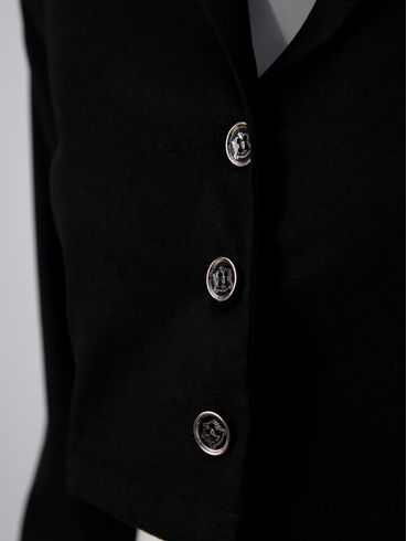 Blazer Cropped Linho Autentique Feminino Preto