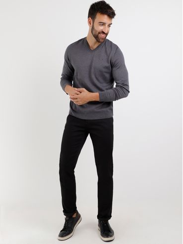 Suéter Tricot Masculino Cinza Escuro