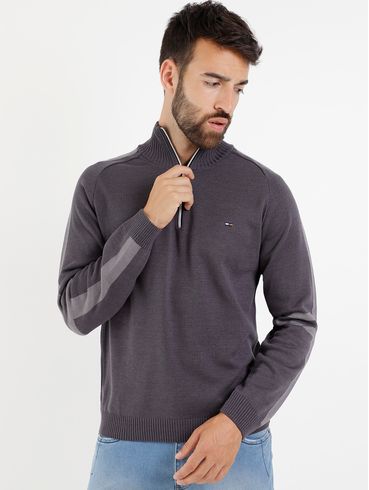 Blusão de Tricot Masculino Cinza