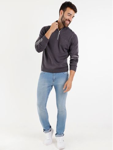 Blusão de Tricot Masculino Cinza