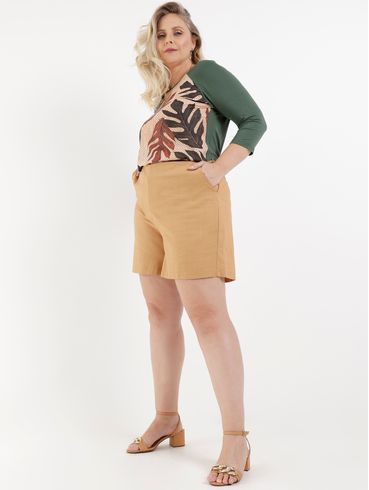 Blusa Manga 3/4 Plus Size Feminina Verde