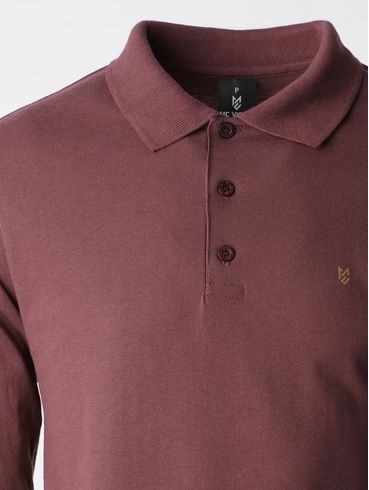 Polo Manga Longa Masculina Bordô