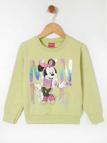 Moletom Minnie Cativa Disney Infantil Para Menina - Verde