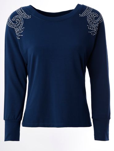 Blusa Malha Moletinho Feminina Azul Marinho