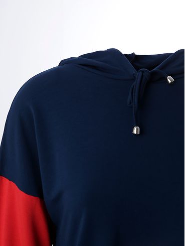 Blusa com Capuz Feminina Azul Marinho/Vermelho