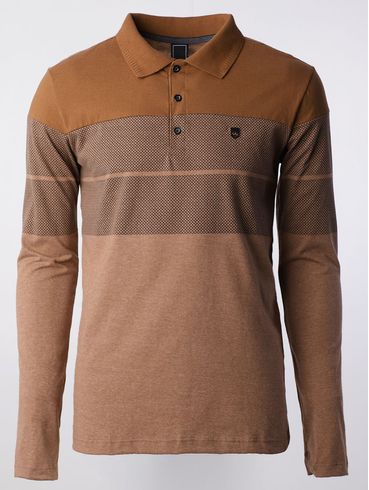 Polo Manga Longa Masculina Caramelo