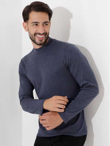 Camiseta Manga Longa Masculina Azul Marinho