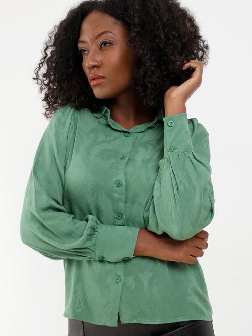 Camisa Manga Bufante Autentique Feminina Verde