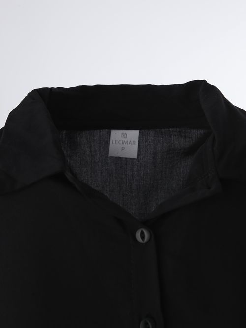 Camisa Cropped Manga Longa Feminina Preto