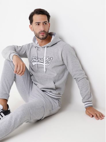 Moletom com Capuz Masculino Cinza