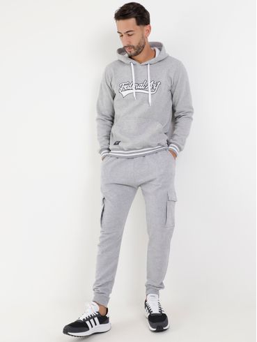 Moletom com Capuz Masculino Cinza