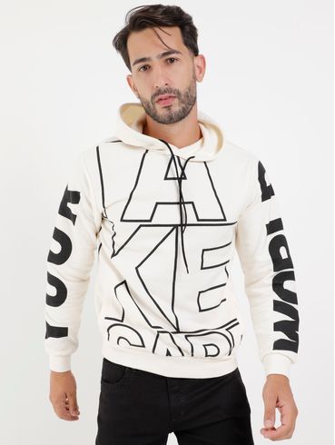 Moletom com Capuz Masculino Bege