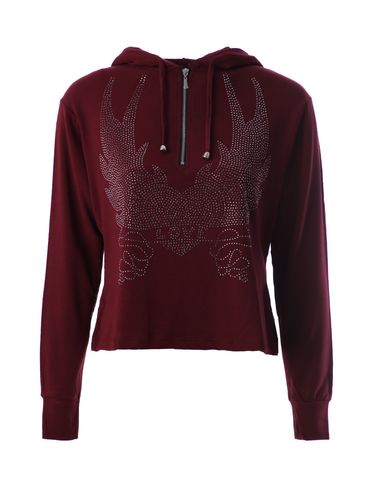 Blusa Cropped com Capuz Feminina Vinho