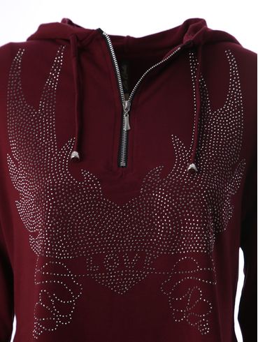 Blusa Cropped com Capuz Feminina Vinho