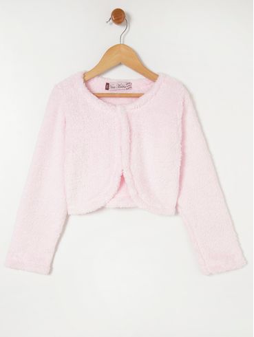 Casaco Cropped com Pelinhos Juvenil Para Menina - Rosa
