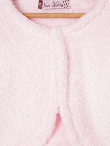 Casaco Cropped com Pelinhos Juvenil Para Menina - Rosa