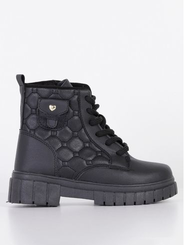 Bota Coturno Juvenil Para Menina - Preto
