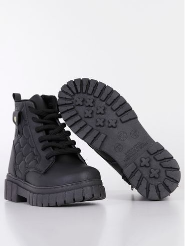 Bota Coturno Juvenil Para Menina - Preto