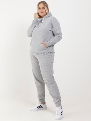 Calça Jogger Moletom Plus Size Feminina Cinza