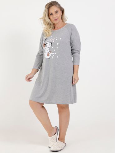 Camisola Curta Plus Size Feminina Cinza