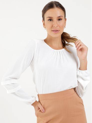 Blusa Cropped Manga Longa Autentique Feminina Off white