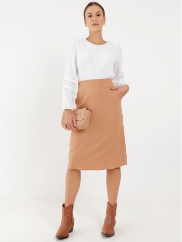 Blusa Cropped Manga Longa Autentique Feminina Off white