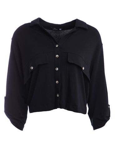 Camisa Cropped Manga 3/4 Autentique Feminina Preto