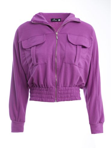 Jaqueta Cropped Moletinho Autentique Feminina Roxo