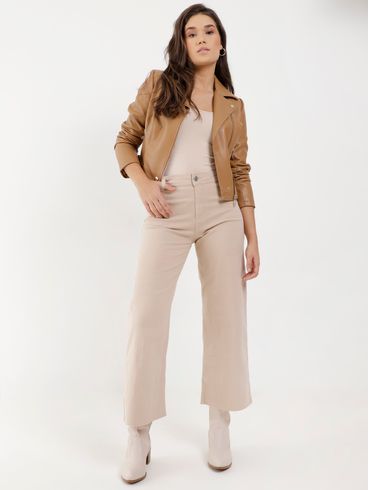 Calça Sarja Wide Leg Autentique Feminina Bege