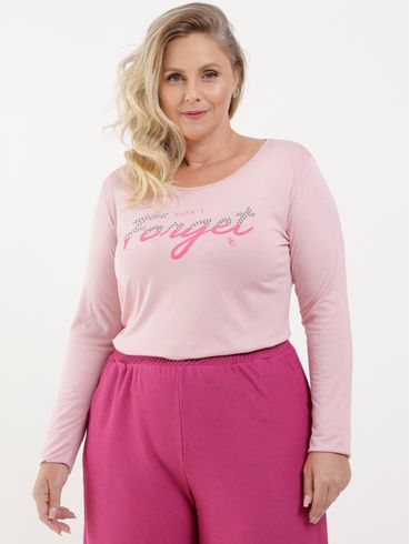 Blusa Manga Longa Plus Size Feminina Nude