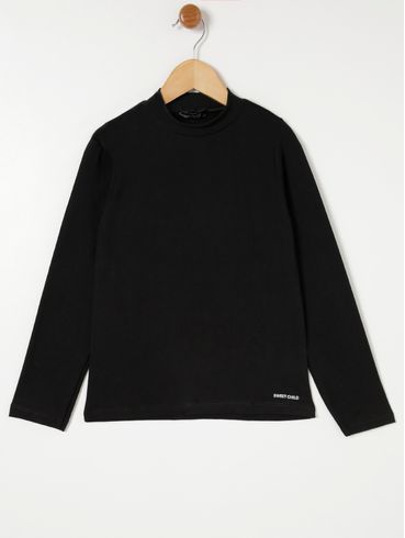 Blusa Manga Longa Juvenil Para Menina - Preto