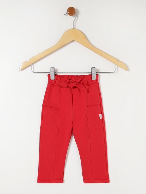 Calça Molecotton Infantil Para Bebê- Vermelho